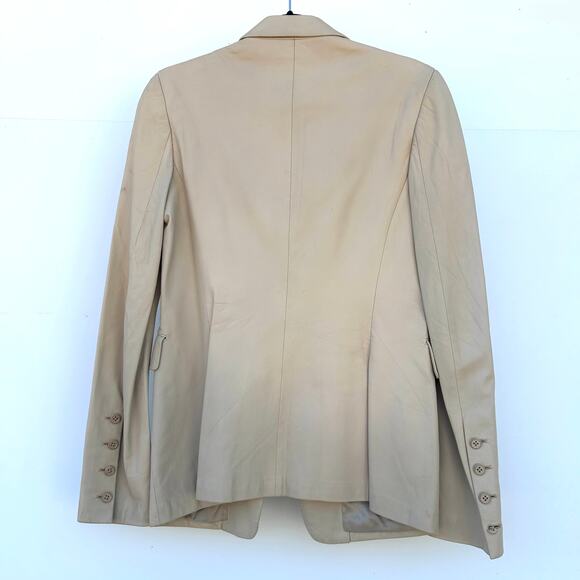 Vintage Richard Tyler Couture Leather Blazer USA Silk 8 Cream Jacket - Picture 6 of 8